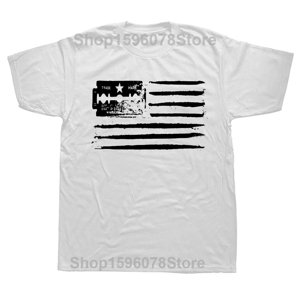 Lustige Amerikanische Flagge Kokain T-Shirts Grafik Baumwolle Streetwear Kurzarm Geburtstagsgeschenke Sommer Kaffee T-Shirt Herrenbekleidung