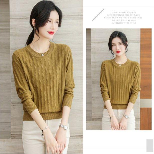 Fall Winter Women's Plus Size Sweater Short Crew Neck Knitwear Sweater Loose Pullover Knit Top Stretch Jumper