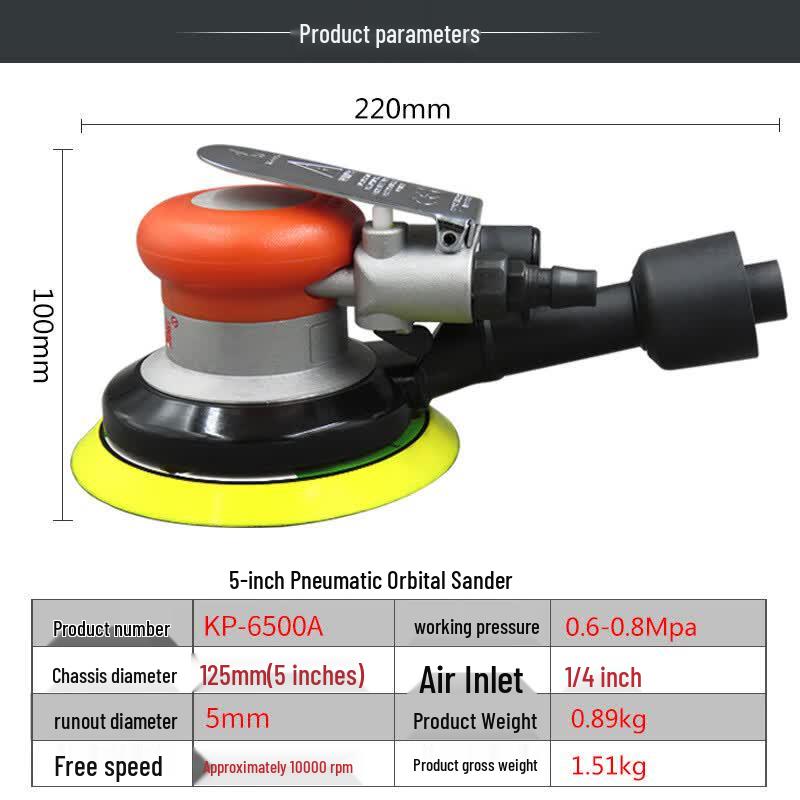 KOPO 5-inch Pneumatic Sander Polisher with Dust Collection CN Plug (adapter Included)