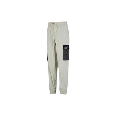Color Block Pocket Drawstring Cuffed Retro Sports Pants Men Pants Light-Gray 537530-68