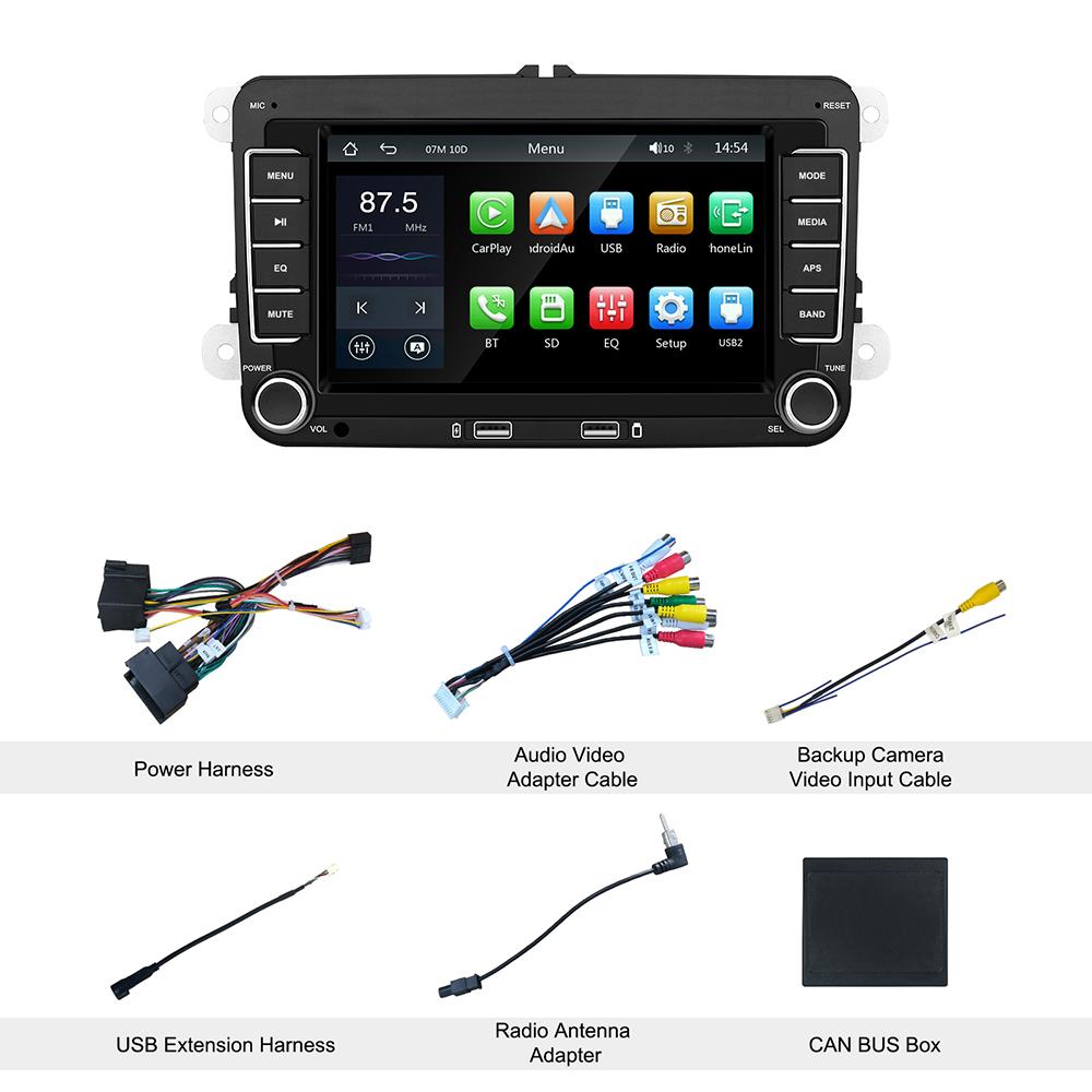 For VW Volkswagen Passat B7 B6 Golf Touran Polo Tiguan Jetta 7inch for Carplay Android Auto Mirror Lin-k BT