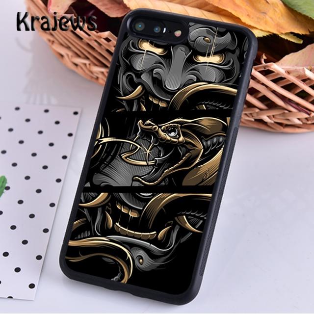 Krajews Japanese Oni Hannya Demon Mask Phone Case Cover For iPhone 17 Air 16 15 14 Plus 11 12 13 Pro Max Fundas