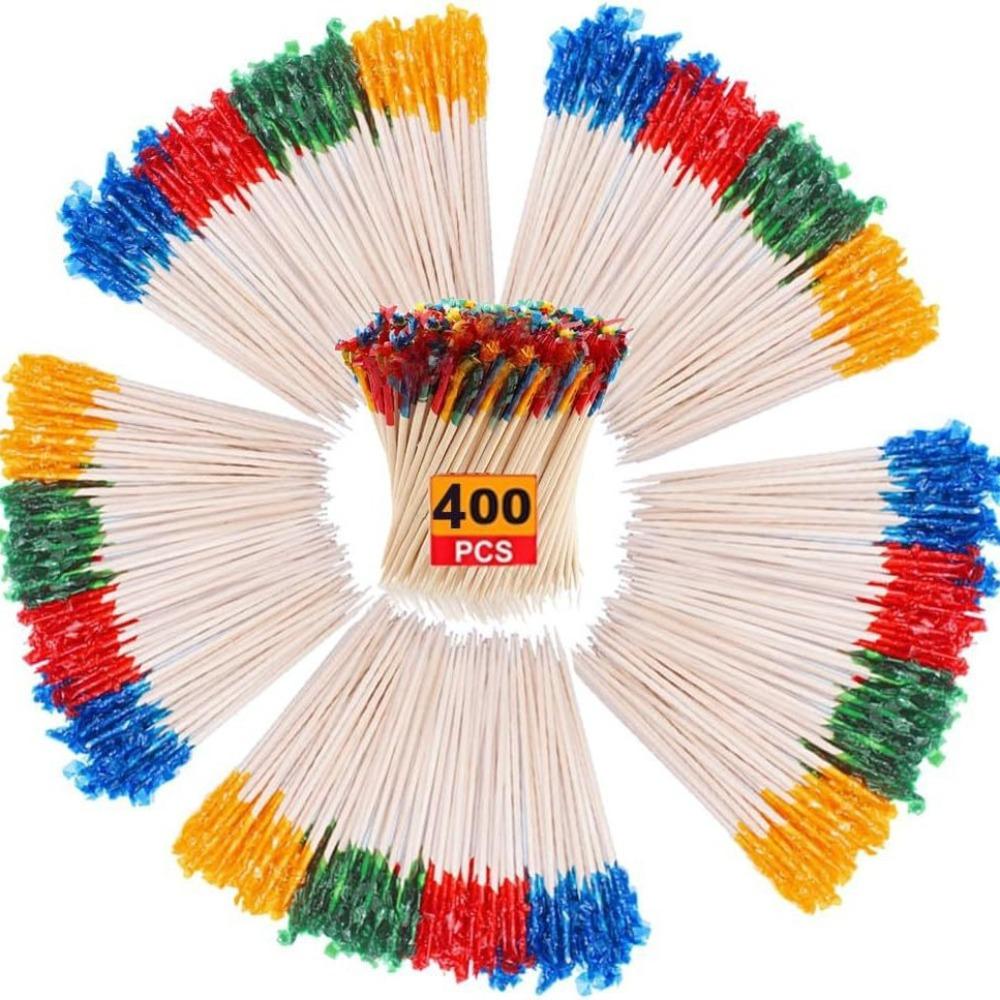 400 pcs disposable wooden colored cocktail tail picks toothpicks cocktail party supplies YYH2512233