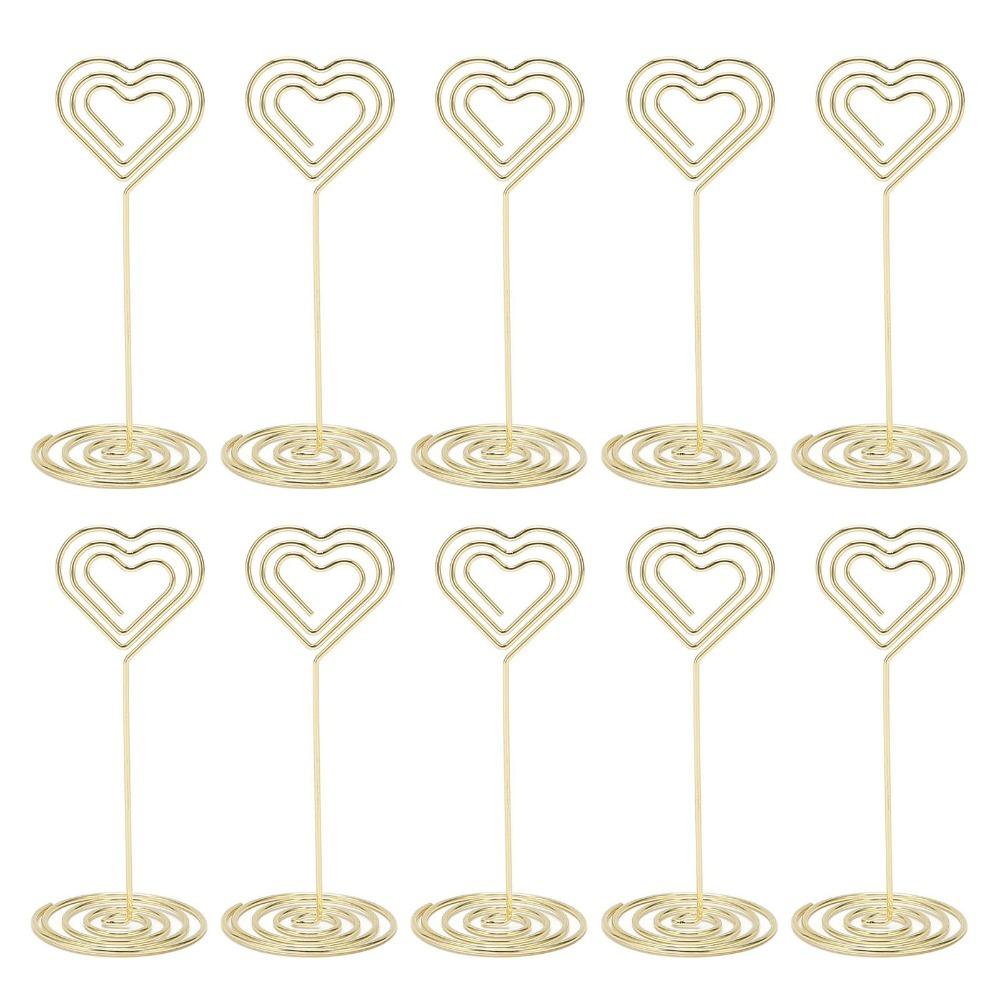 10Pcs Heart Shape Table Number Stands Gold /Rose Gold Name Card Holder Home Centerpiece