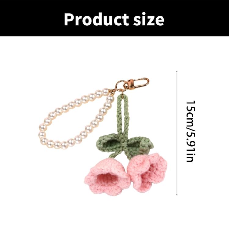 Beautifully Flower Crochet Keychain Yarn Pearls Key Holder Key Accessory for Enhancing Your Bag or Key Collection