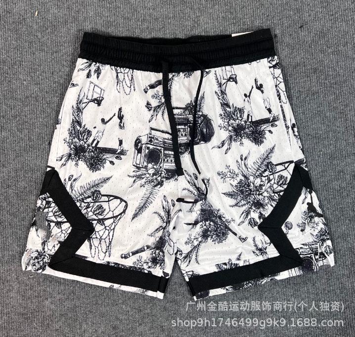 New 2026 summer loose and quick-drying men's AJ basketball shorts printed trendy sports casual pants source wholesale