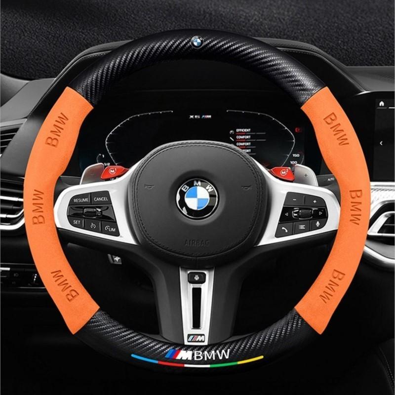BBIJ5 Leather 3D Embossing Car Steering Wheel Cover Accessories For BMW M X1 X3 X5 X6 X7 G20 F15 F25 F30 G30 G70 E36 E39 E46 E90 F10