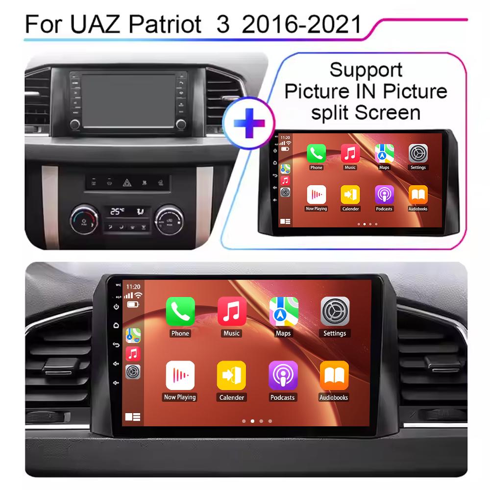 Android Auto For UAZ Patriot 3 2016 - 2021 Car Radio Multimedia Video Player GPS Navigation BT 4G WIFI HDR IPS Screen 2Din