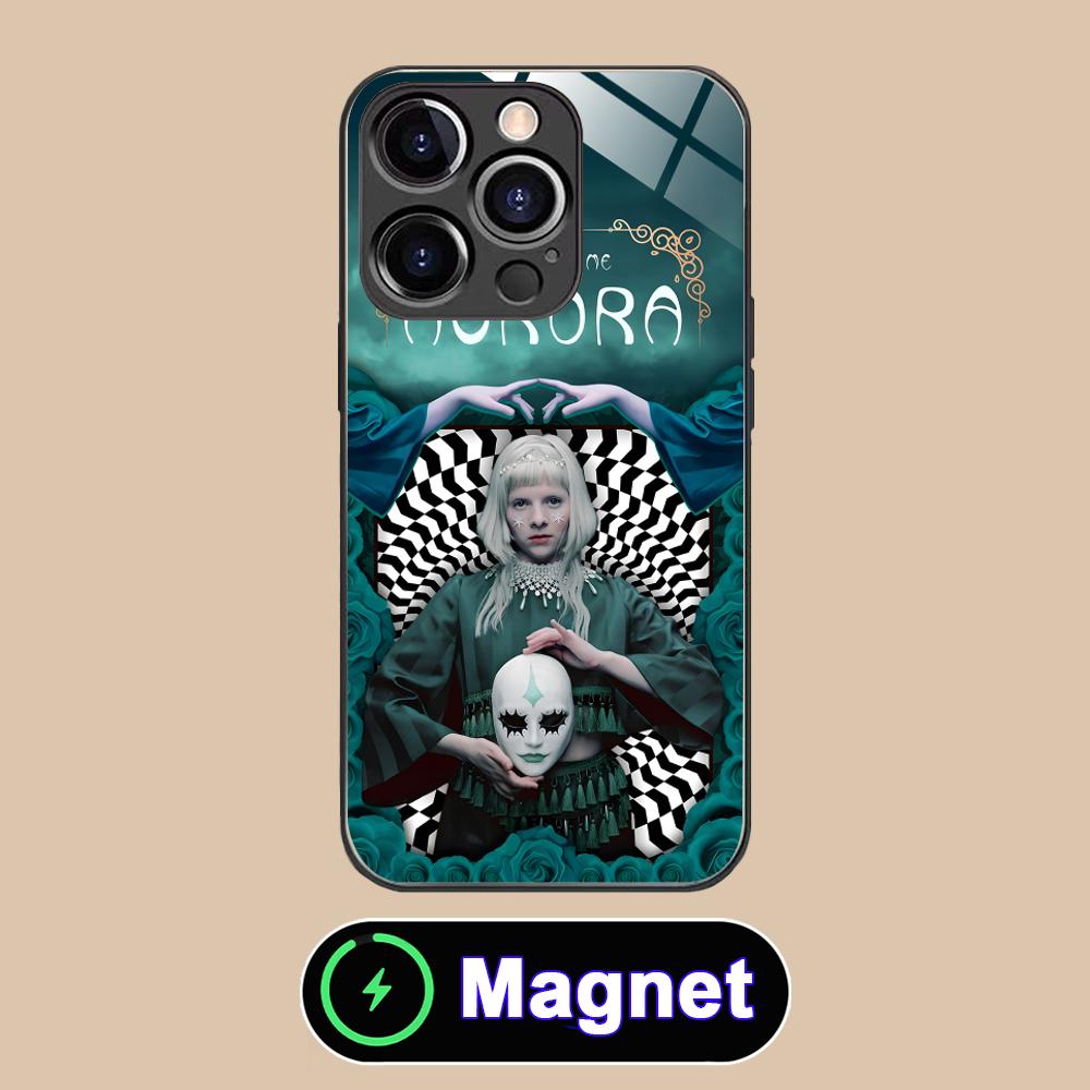 

Aurora Aksnes Glass MagSafe Mobile Phone Case for iPhone 17 16 15 14 13 12 11 Air Pro Max Plus Mini Colorful Cover iPhone 11 Pro Max