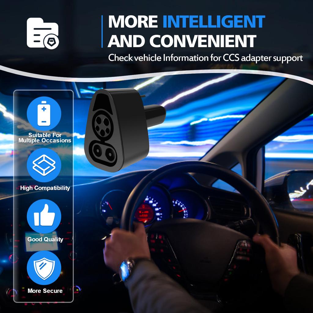 Ccs 1 Fast Charge Adapter Compatible with Tesla Model 3/Y/S/X 500v Dc 250kw Us Standard Ccs Charger Adapter for Car Vehicles