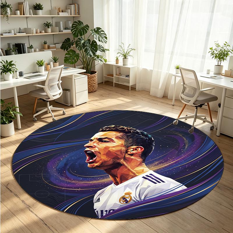 Cristiano Ronaldo Printed Round Crystal Velvet Rug Soft Non Slip Floor Carpet For Bedroom Holiday Gift