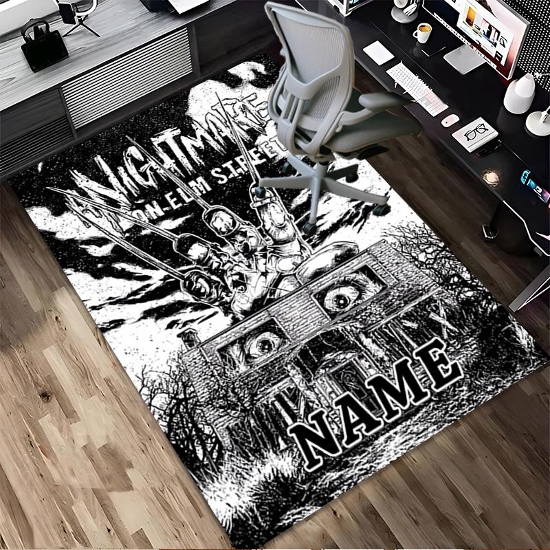 Custom Name Nightmare Icon Living Room Non-Slip Area Rug Soft Carpet for Bedroom Kids Playroom Sofa Office Home Decor Doormat