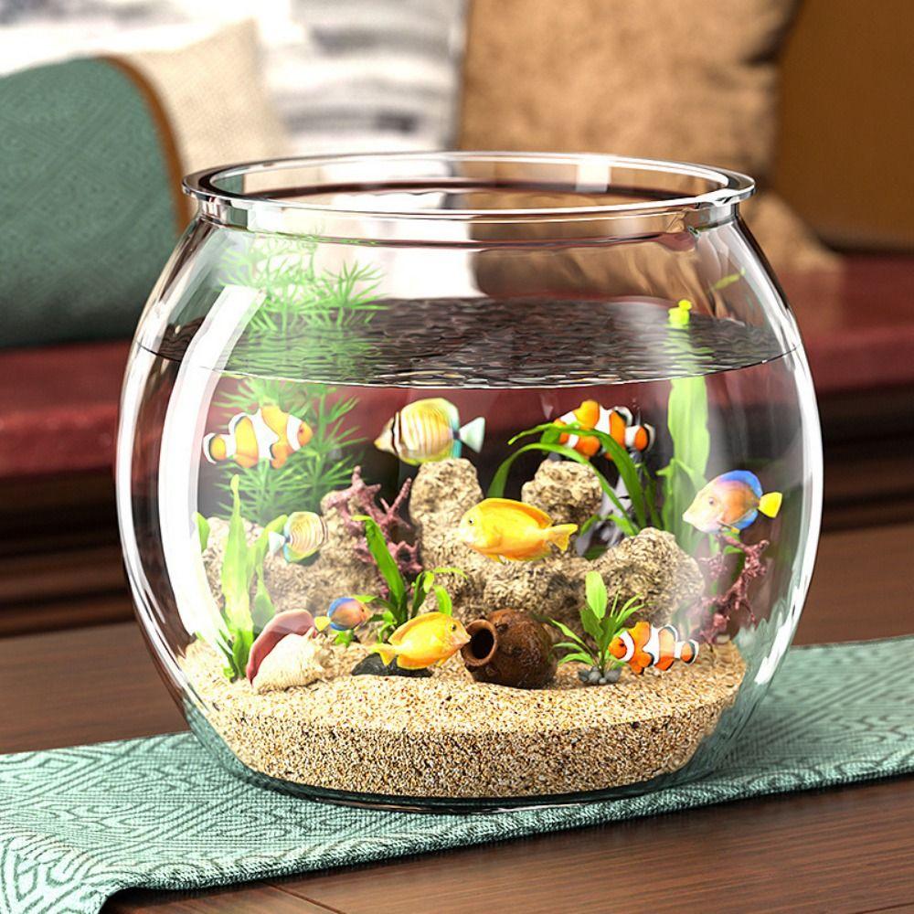 Plastic Desktop Fish Tank Ultra Clear Desktop Small Aquarium Round Fish Bowl  Desktop Decoration