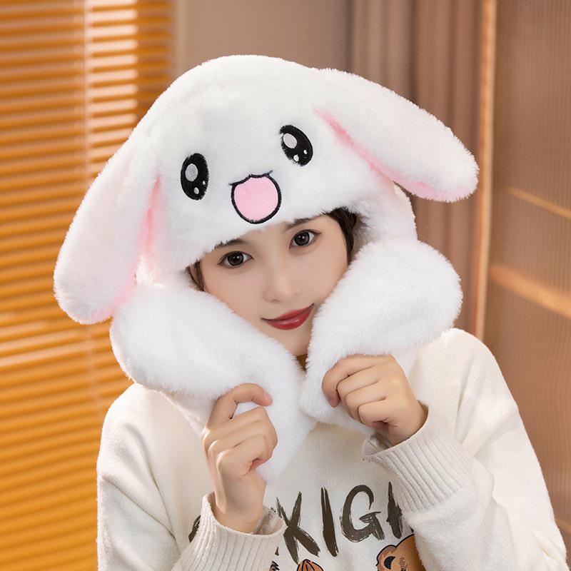 Winter Plush Ear Moving Airbag Hat - Cute Gift for Girlfriend & Kids, Perfect for Festive Fun