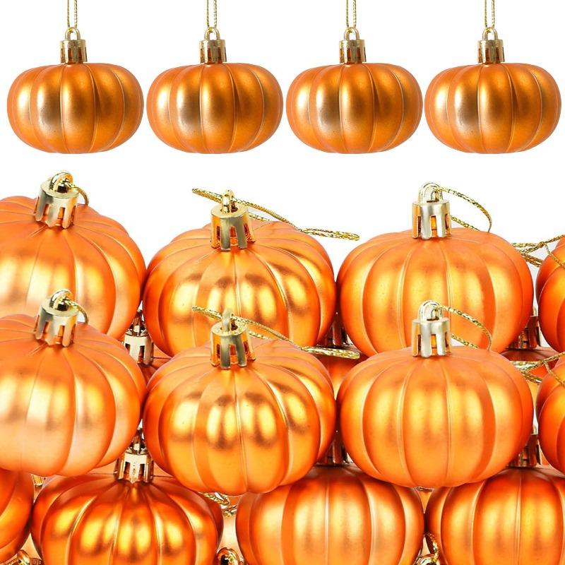 Halloween Pumpkin Balls 5cm Matte Autumn Pumpkin Pendant Thanksgiving Christmas Tree Hanging Ornaments Party Decoration Supplies