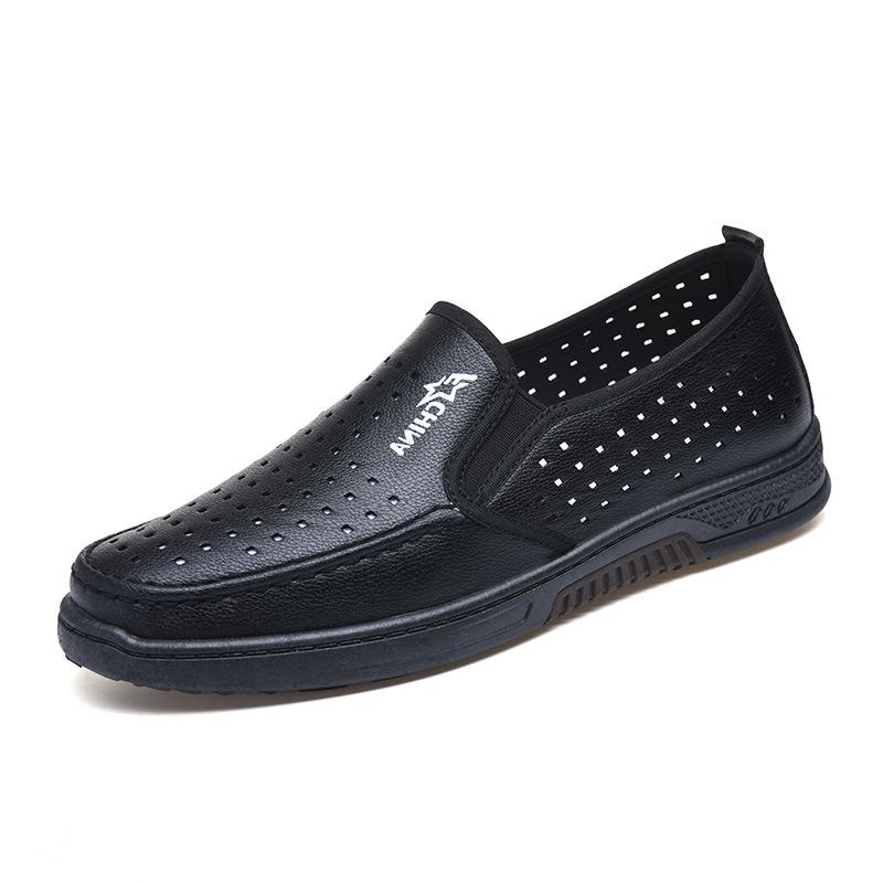 Men s Waterproof Non-slip Leather Work Shoes for Summer Size 38 чёрный