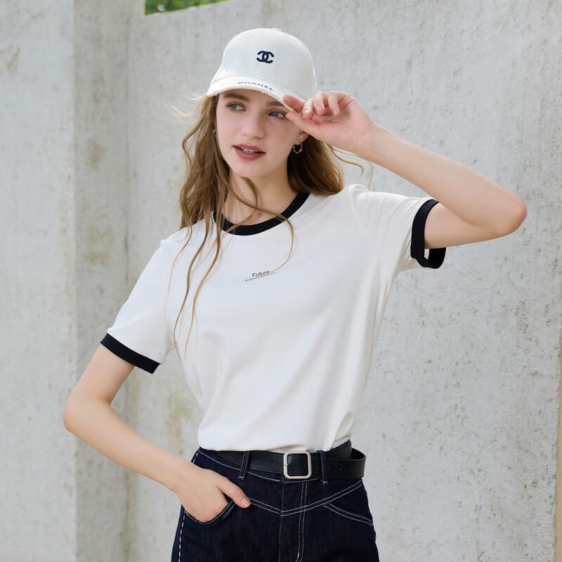 Sancai 2025 Autumn Letter Print Short Sleeve Cotton T-Shirt XL