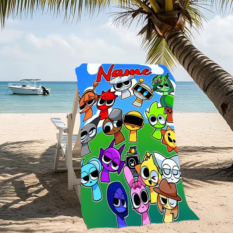 Customizable personalized beach towels Game Sprunki themed designs.Suitable for the beach, yoga, sports;ideal as beach accessories
