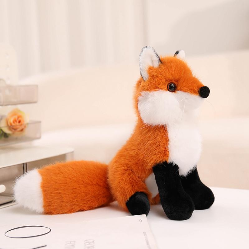 New Lifelike Fox Plush Toys Soft Fluffy Stuffed Cartoon Anime Fox Doll Funny Animal Toys Lovely Decor