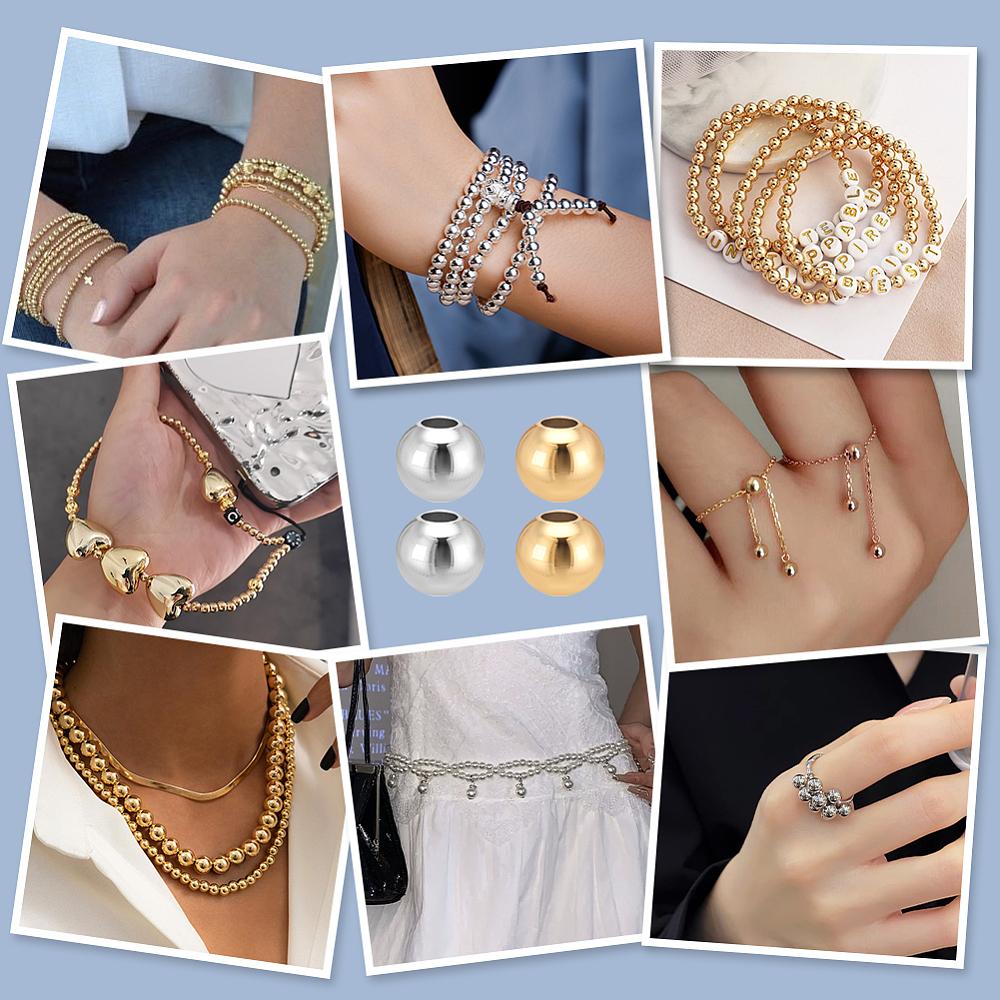 Brass Round Spacer Beads, Real Gold Plated & Real Platinum Plated, 4mm, Hole: 1.5mm, 300pcs/set