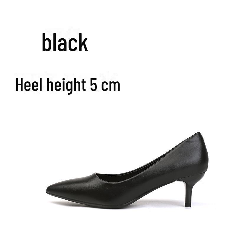 Women's Black Professional Pointed Stilettos - 2024 Spring Collection, Celebrity Style, Niche Elegance