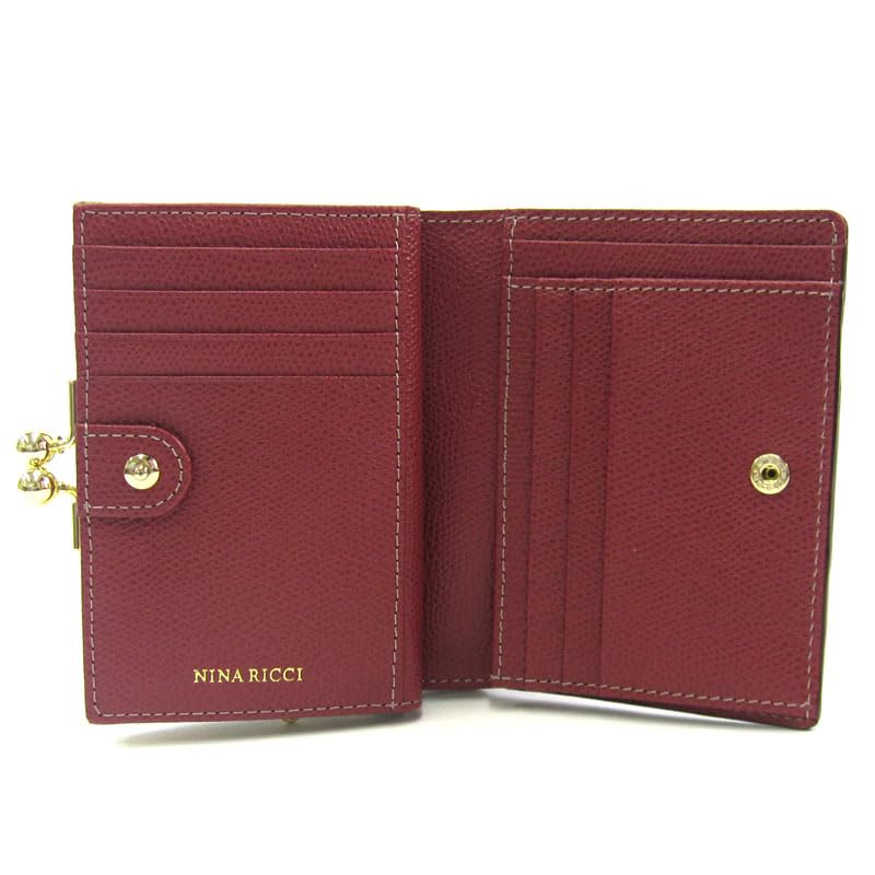 Nina Ricci Grain Nouveau Purse Bifold Bordeaux 85-8008 Women's Wallet,