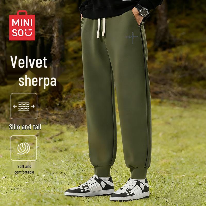 MINISO Men's American Casual Fleece Lined Heavyweight Jogger Pants