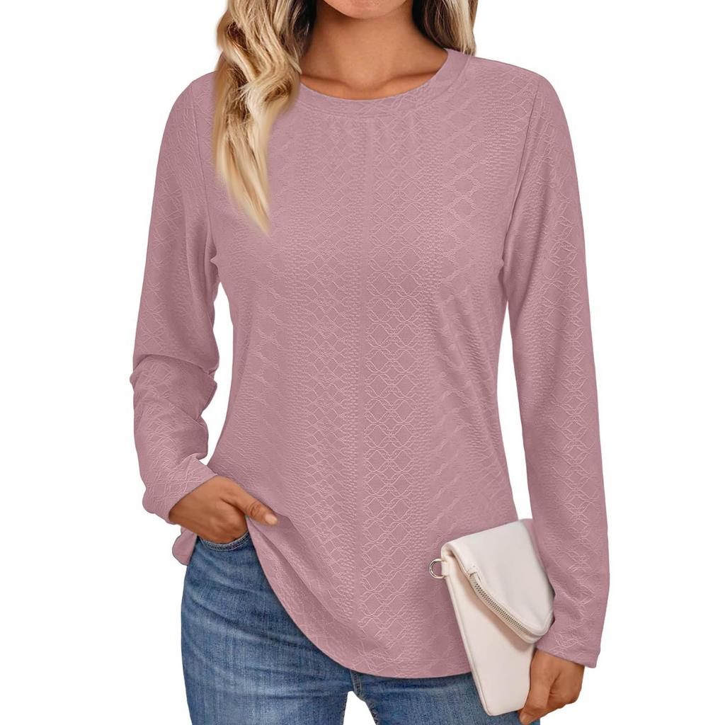 Women's Fashion Casual Long Sleeve Round Neck T-Shirt Top