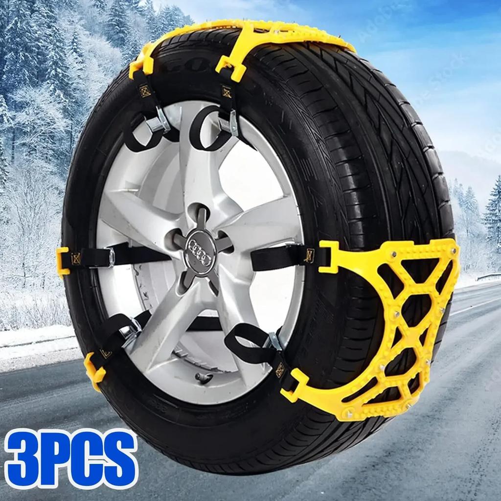 3pcs Car Snow Tire Chains Mud Tyre Wheels Thick Anti-Skid Belt For Car/SUV/Truck Portable Easy to Mount Emergency Traction