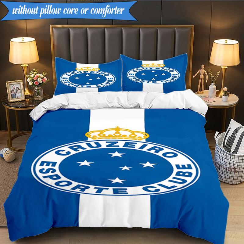 3PCS Cruzeiro Esporte Clube Printed Soft Bedding Set,Including 1pc Duvet Cover And 2pcs Pillowcases Perfect for Bedroom, Dormitory, Fan gift
