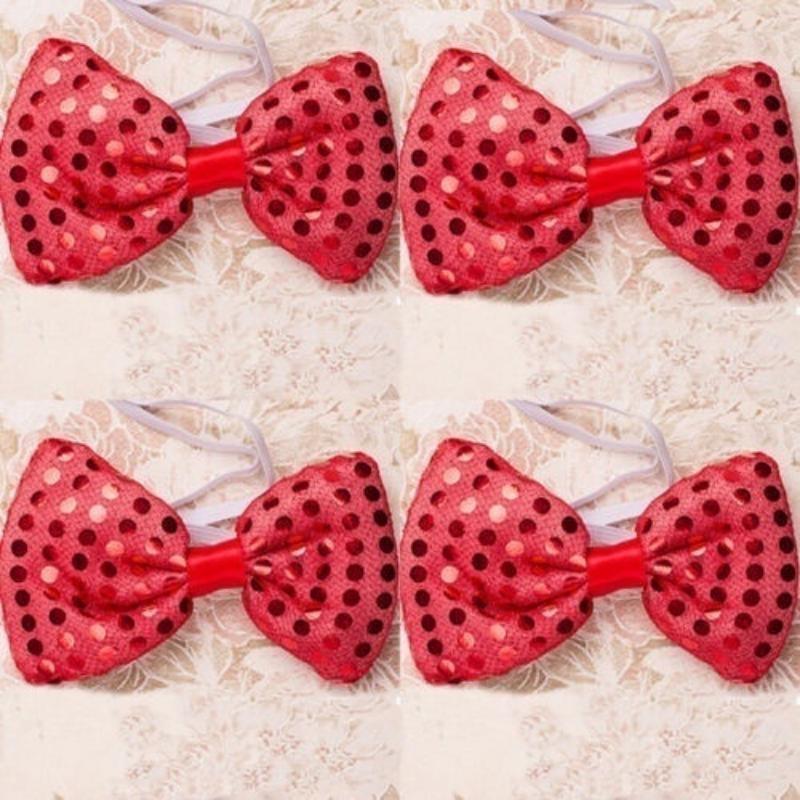 Led Flashing Sequins Jazz Hat Cap Neck Bow Tie Woman Men Adult Performance Props Glow Party Supplies Christmas