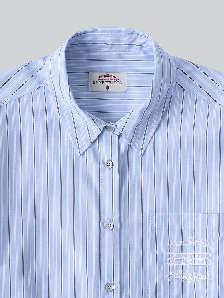 Aenhacheu Breeze Embroidery Stripe Shirt_Blue