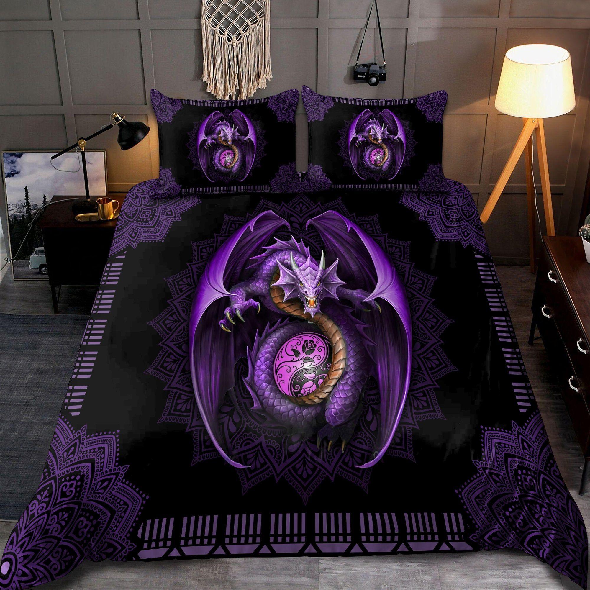 Geel Oog van Zwarte Draak Dekbedovertrek Set Fantasy Draak Groot Monster Gothic Beddengoed Sets Drakenogen Dekbedovertrek 2/3 STUKS AU Single(140x210cm)