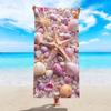 Beach-Style Shell & Starfish Polyester Beach Towel, 2D Printed, Quick-Dry Lightweight, All-Season Unisex, Ideal for Beach/Surfin