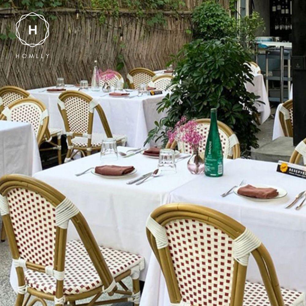 Homlly Francois French Rattan Outdoor Bistro Dining Patio Balcony Chair (X2PCS)