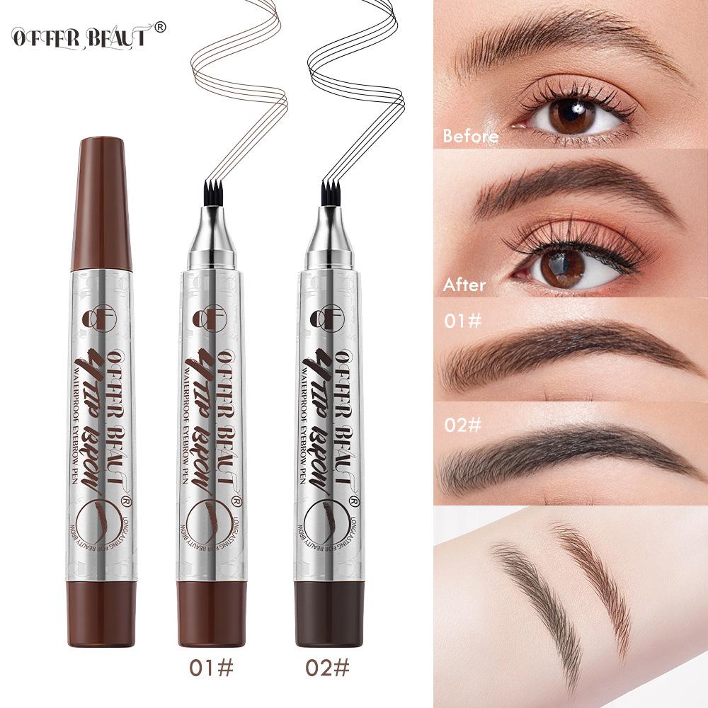 Makeup black technology has distinct roots and long-lasting styling, natural waterproof, wild water-based 4-fork eyebrow pencil