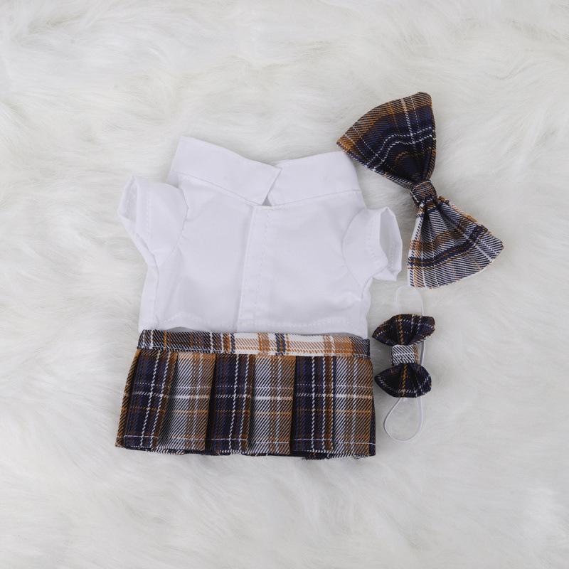 10x20cm College Style Doll Uniform: Pleated JK Skirt Set for Plushie Dolls