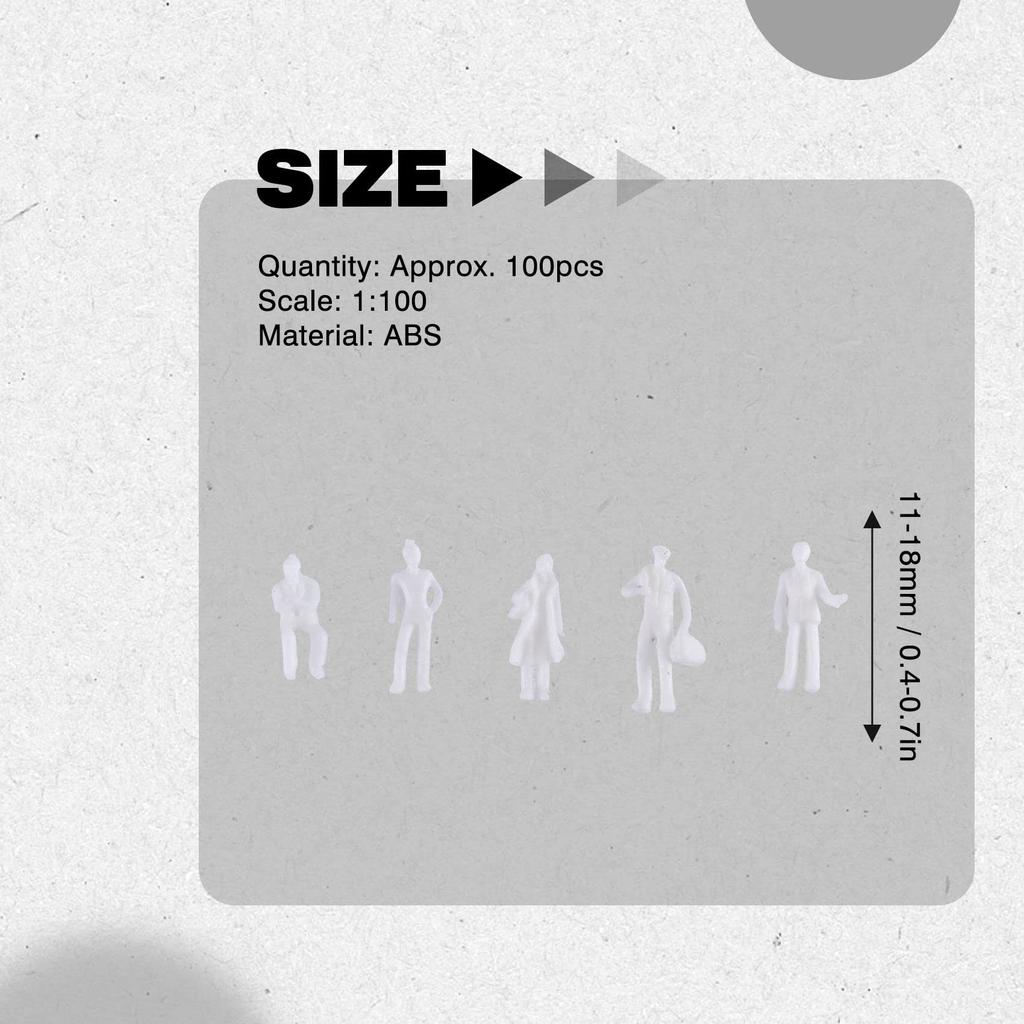 Dovhmoh 100pcs HO Scale 1:100 White Model People and Train Figures, Unpainted