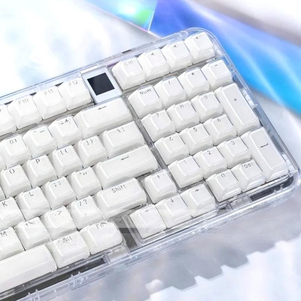 136 Key Crystal Transparent MDA Type Keycap Set PC+PBT White Pink Jelly Caps for MX Mechanical Keyboard