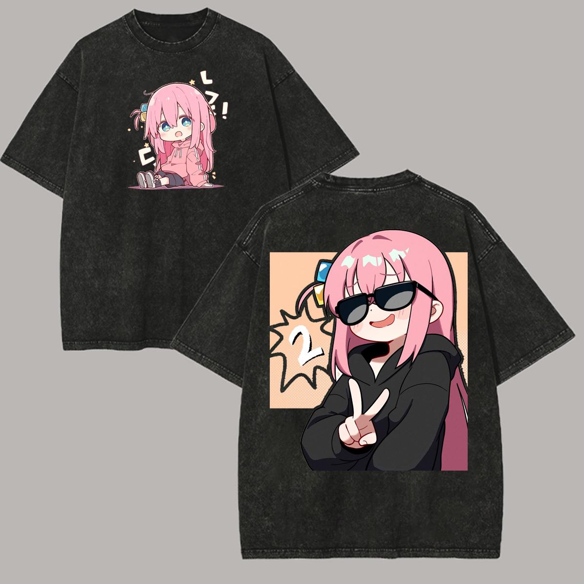 Anime Bocchi the Rock Hitori Bocchi Tshirt Cotton Unisex Pop Culture Punk top tees Psychedelic Classic Pastel Digital Tshirt S