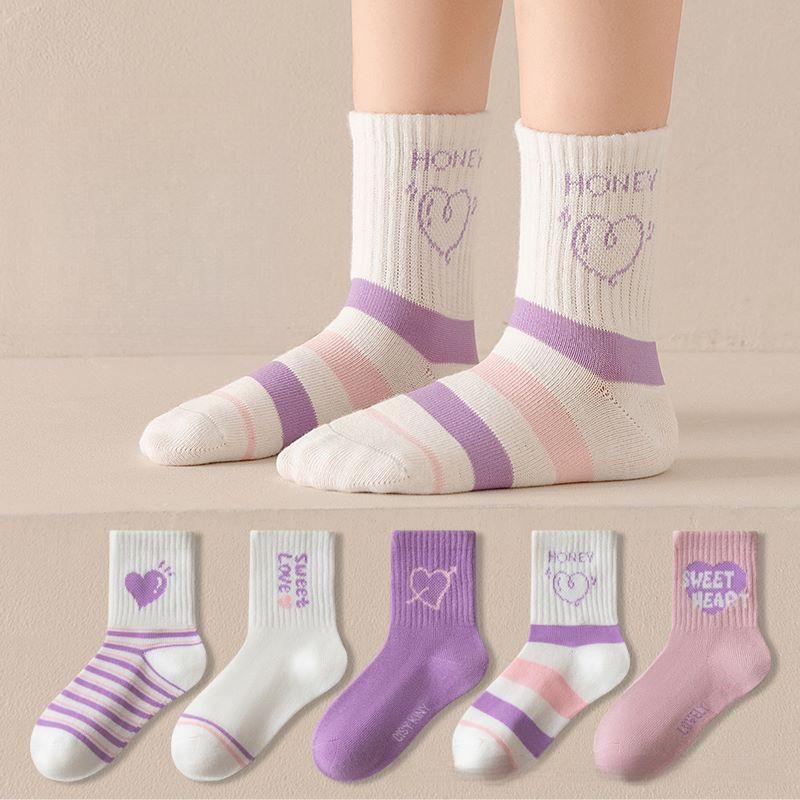 Children's Socks Boys Girls Autumn Winter Cartoon Car Mid-Calf Socking Baby Striped Toddler Cotton Sock