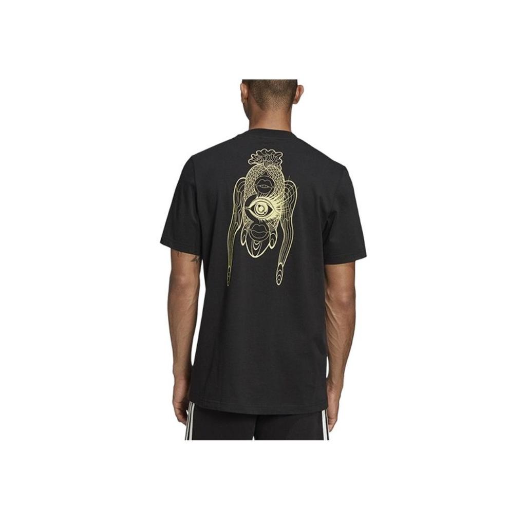 Adidas Originals Graphic Print Breathable Sports Casual Short Sleeve T-Shirt Men Tops Black FL8547