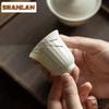 2pc/set Apricot White Glaze Master Cup Lotus Petal Pattern Teacup Vintage Sample Tea Cup Fragrance Cup Chinese Tea Crafts 60ml