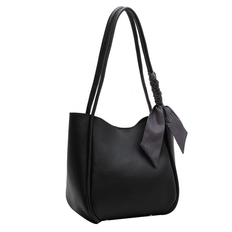 Velkokapacitní jednobarevná taška dámská 2025 nová jednoduchá ležérní mašle přes jedno rameno nákupní taška pro matku a dítě