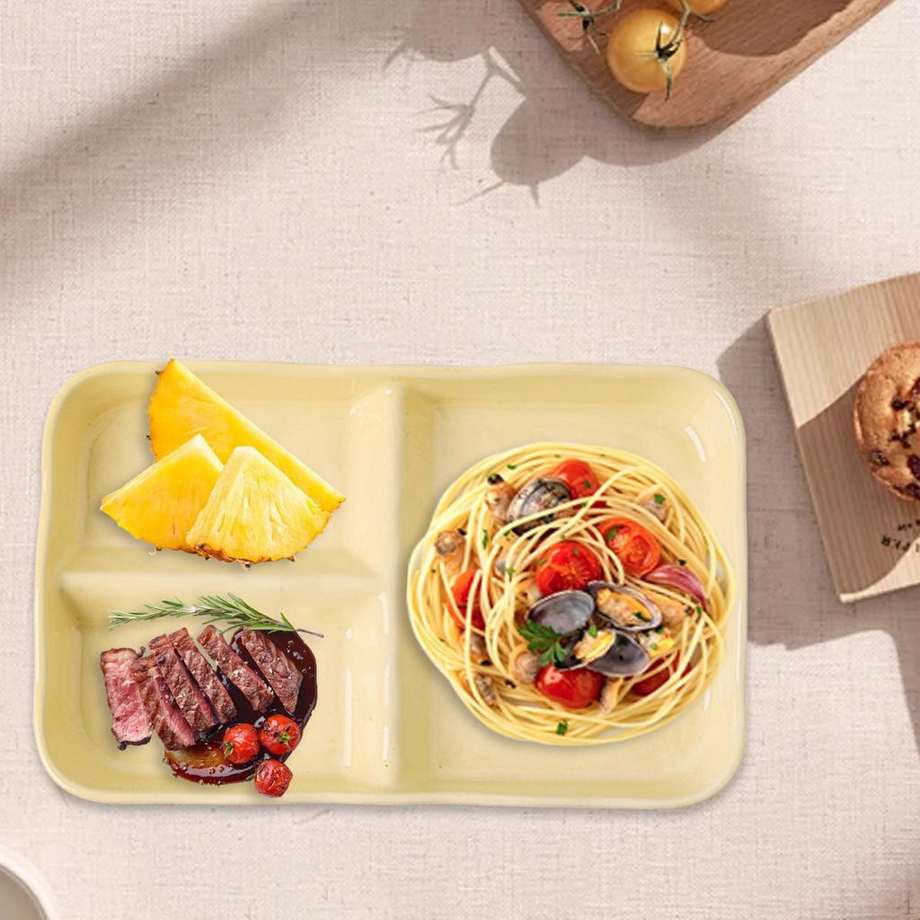 Adult Divided Plate, Ceramic Serving Tray, Practical Non-Slip Kitchen Storage for Controlling
