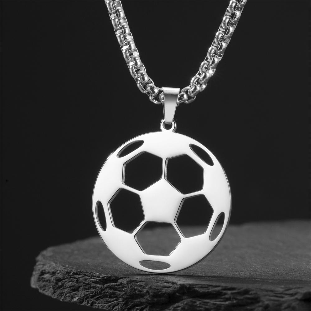 My Shape Soccer Pendent Necklaces for Women Men Stainless Steel Football Charms Necklace Box Chain Fashion Jewelry Boys Fans