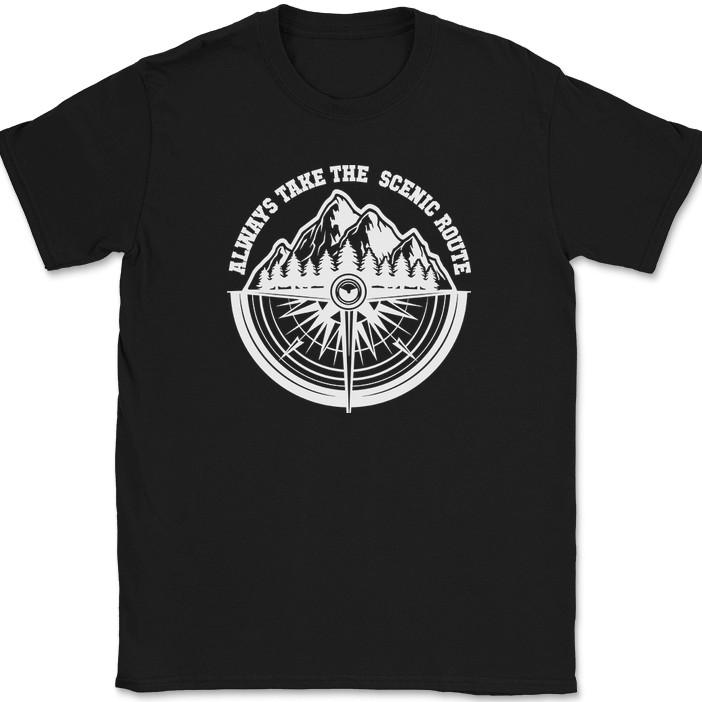 Always Take The Scenic Route T-Shirt Mens Womens Tees Top Funny Adventure Trip Camping Tee 2XL