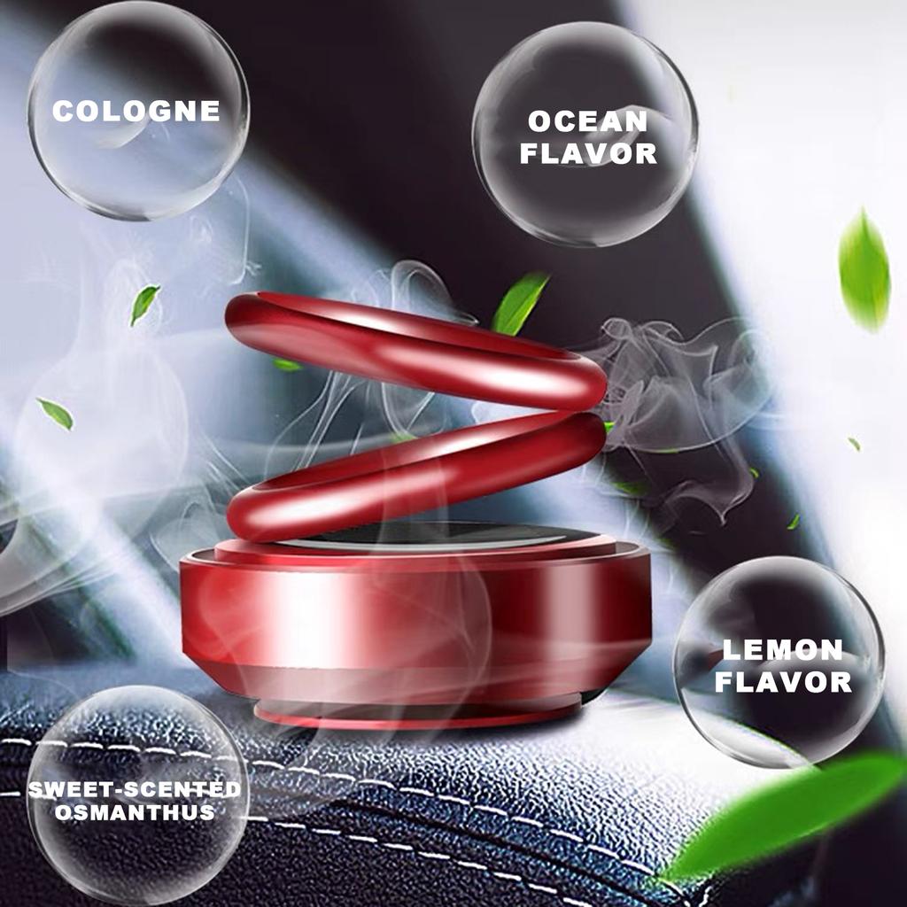 Auto-Aromatherapie, Auto-Solarenergie, rotierender Lufterfrischer, Doppelring, Innendekoration, Zubehör, Diffusor für Auto und Zuhause