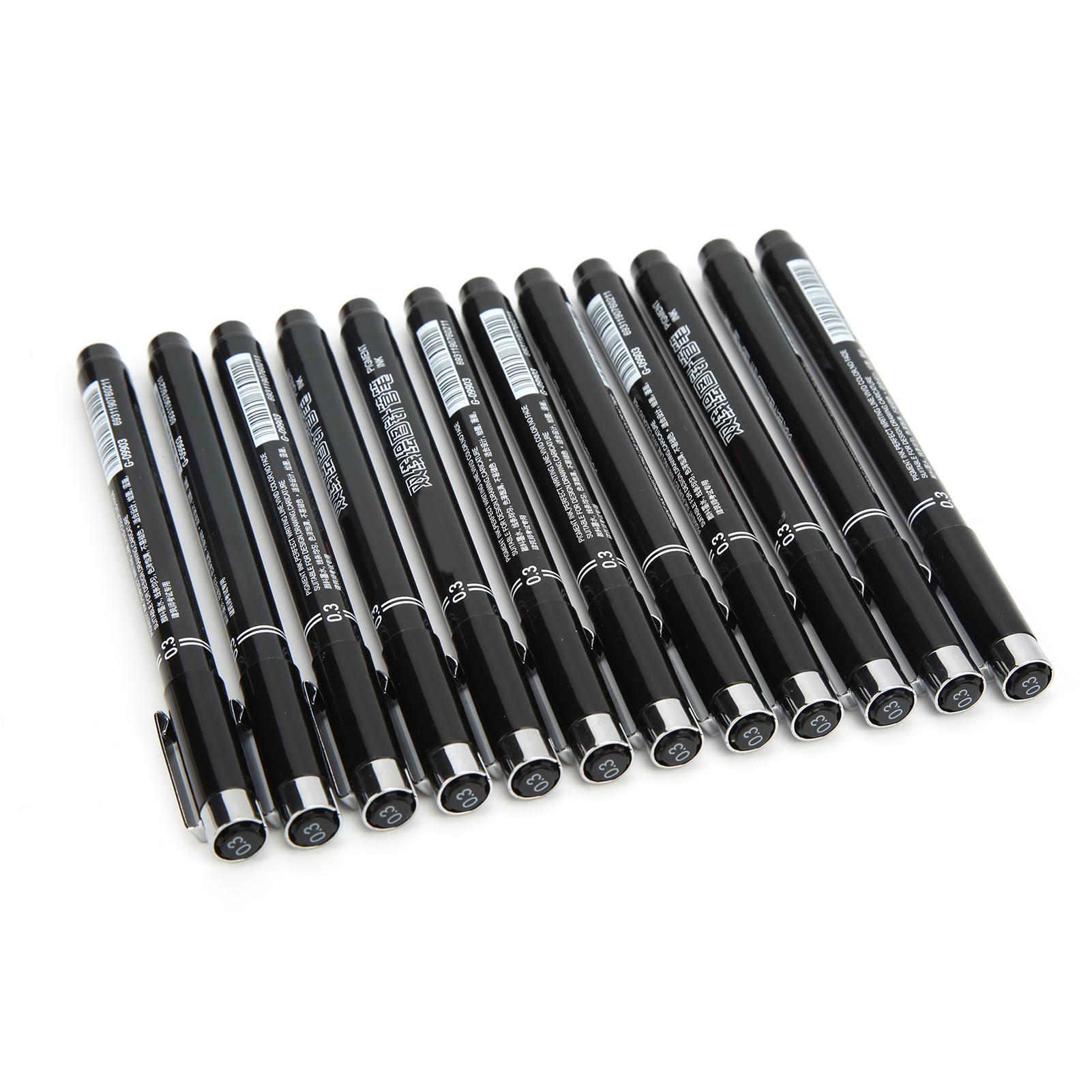 

12 шт. Ручка для рисования линий, пишет гладко, хорошо водостойкая, не выцветает, не оставляет пятен, не кровоточит, тонкие ручки для 99030.3