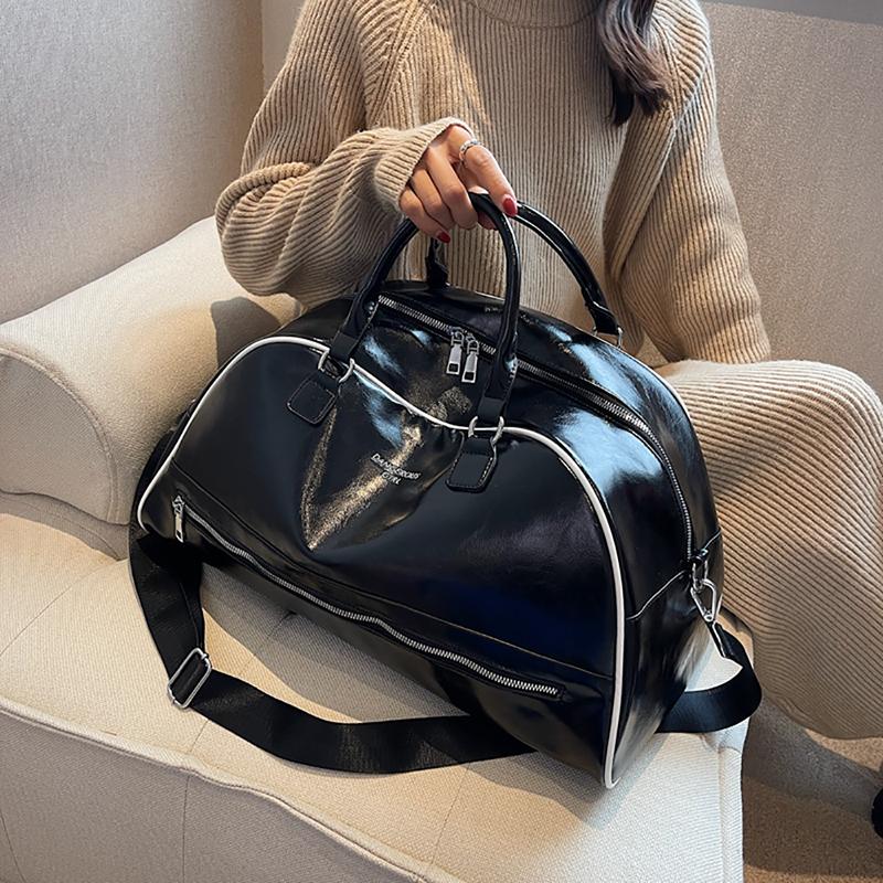 

Модна дорожня сумка великого об’єму, контрастного кольору, повсякденна спортивна сумка зі шкірою масляного воску, чоловіча жіноча поп-сумочка, сумка через плече
